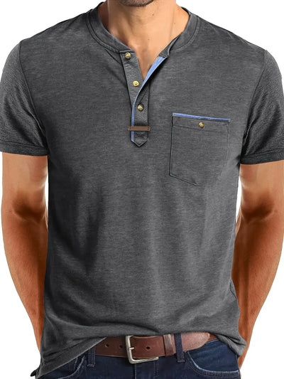 Saxon Elegant Round Neck T-Shirt With Pocket