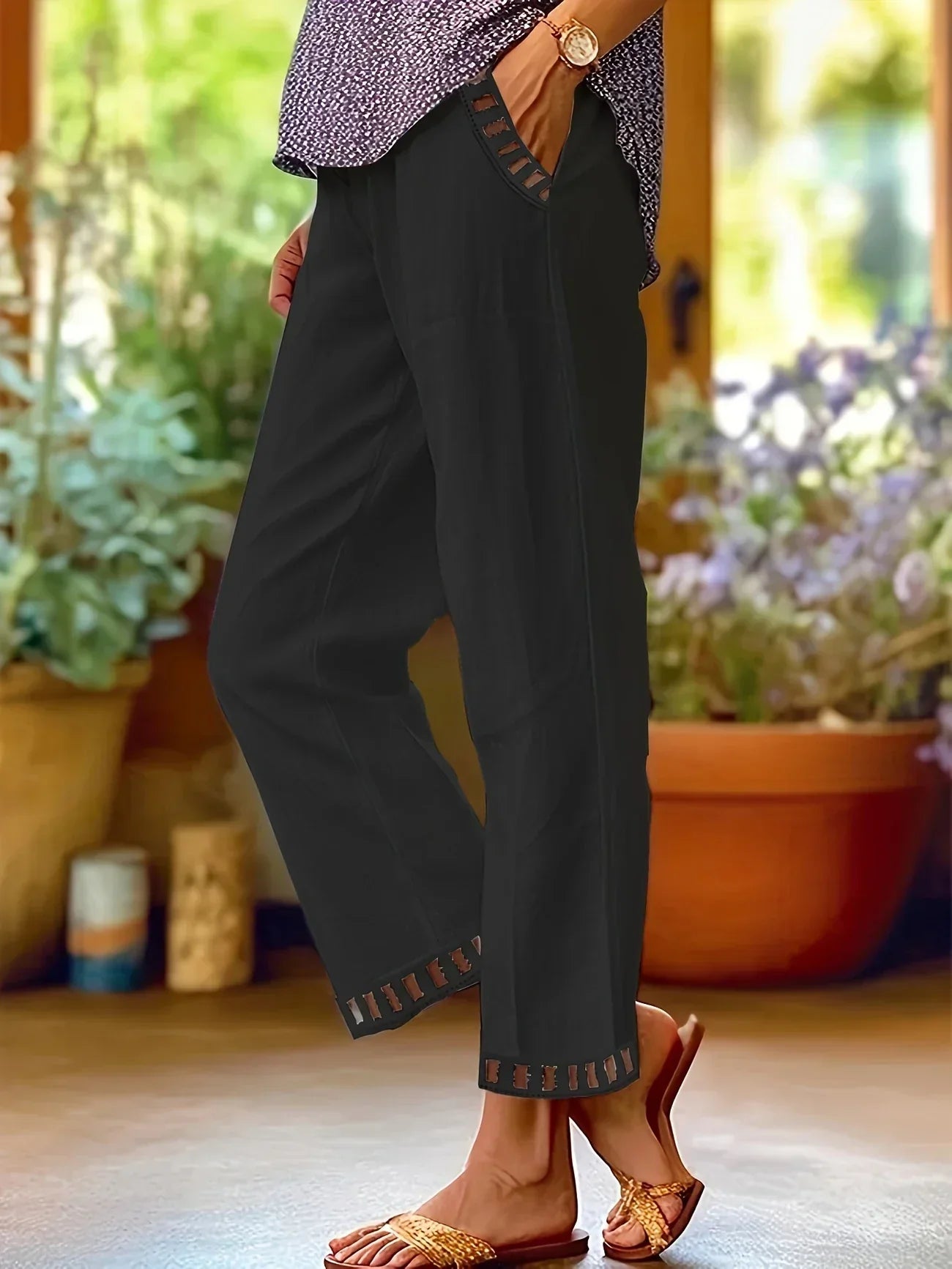 Tracey Contrast Trim Cropped Trousers