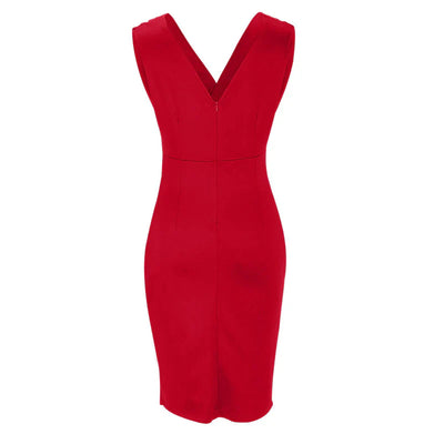 Fresia Fitted Dress with V-Neckline and Slit