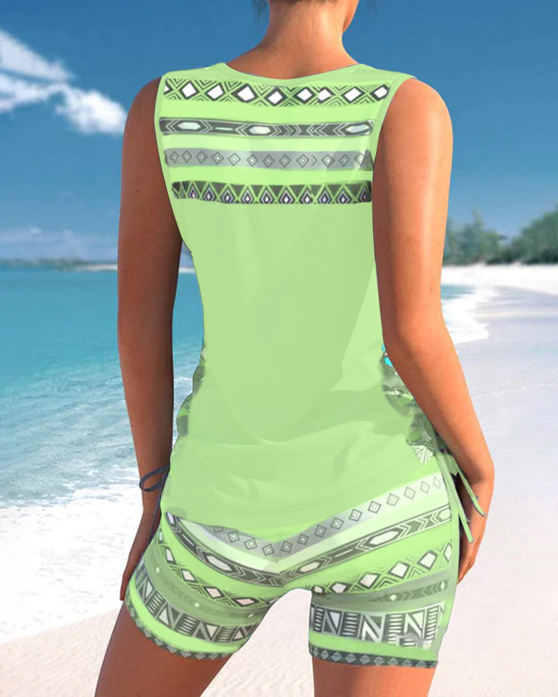Alice™ | Tankini with Geometric Design and V-Neck