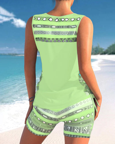 Alice™ | Tankini with Geometric Design and V-Neck