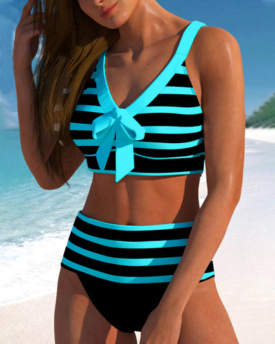 Elena™ | High-Waisted Striped Swimsuit