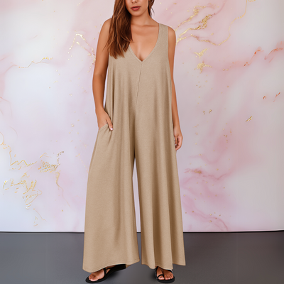 Wendy Comfortable Jumpsuit with V-Neck and Wide Legs