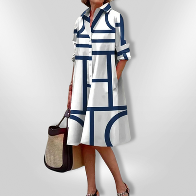 Leviana™ | Midi Dress with Geometric Pattern