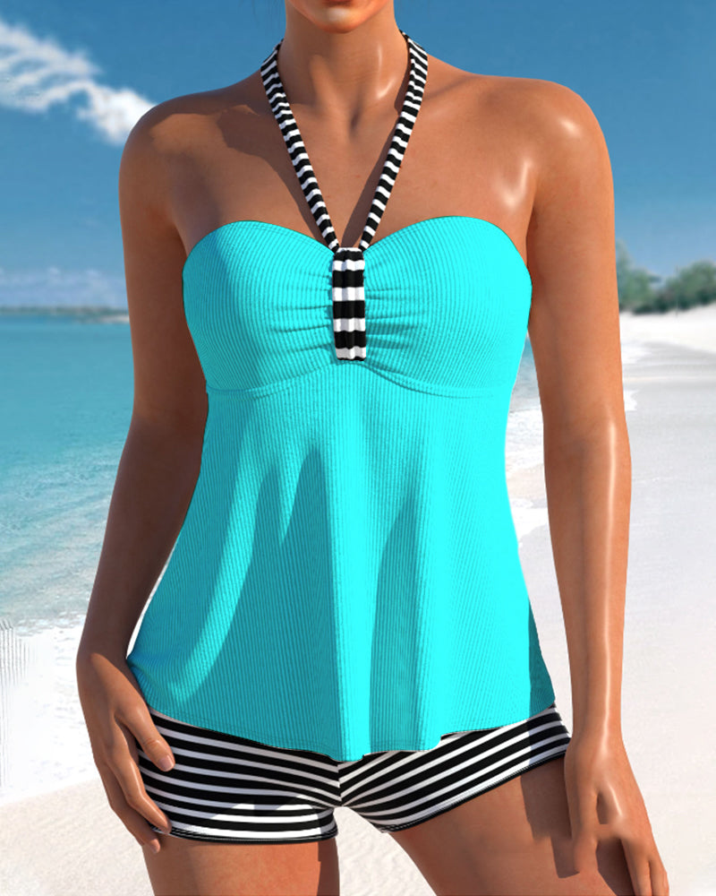 Arianna™ | Striped Backless Tankini