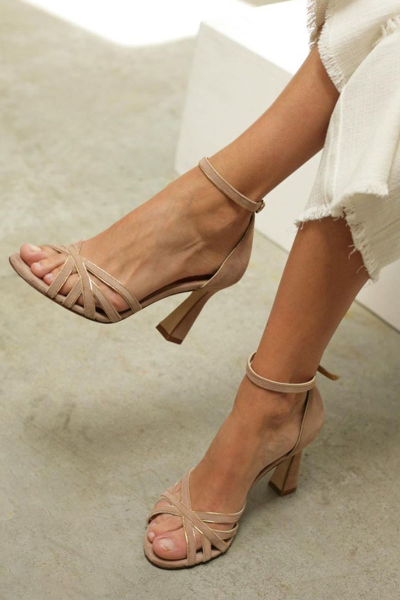 Elviera™ | Patchwork sandals with round toe and thin heel