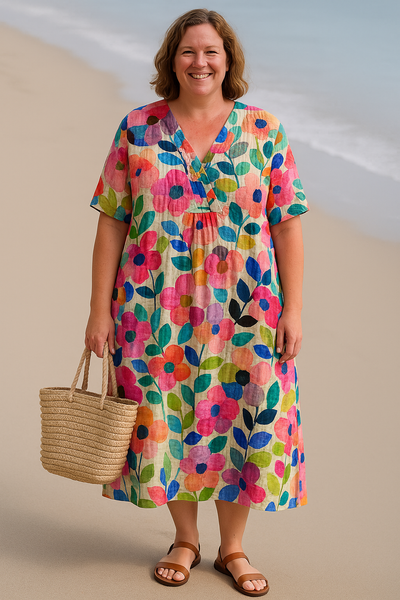 BEGONIA Floral Tummy-Hiding Dress