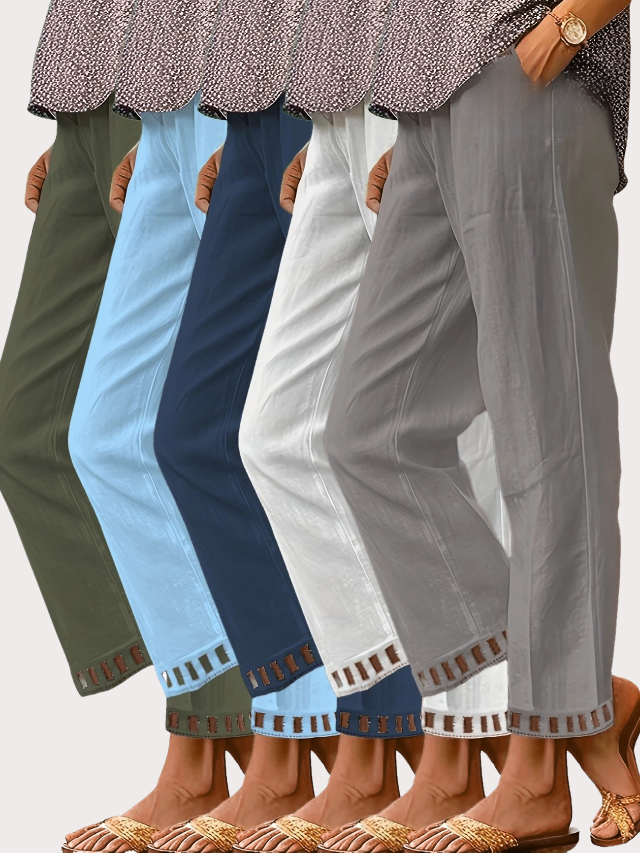 Tracey Contrast Trim Cropped Trousers