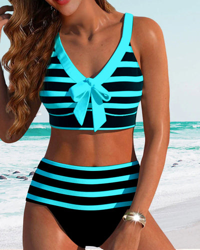 Elena™ | High-Waisted Striped Swimsuit