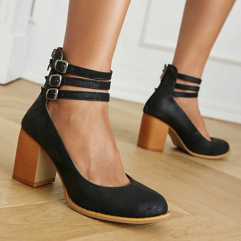 Casilda | Smooth sandals with ankle strap and thick sole