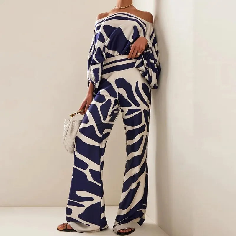 Casual Two-Piece Set with Abstract Print - Madeleine