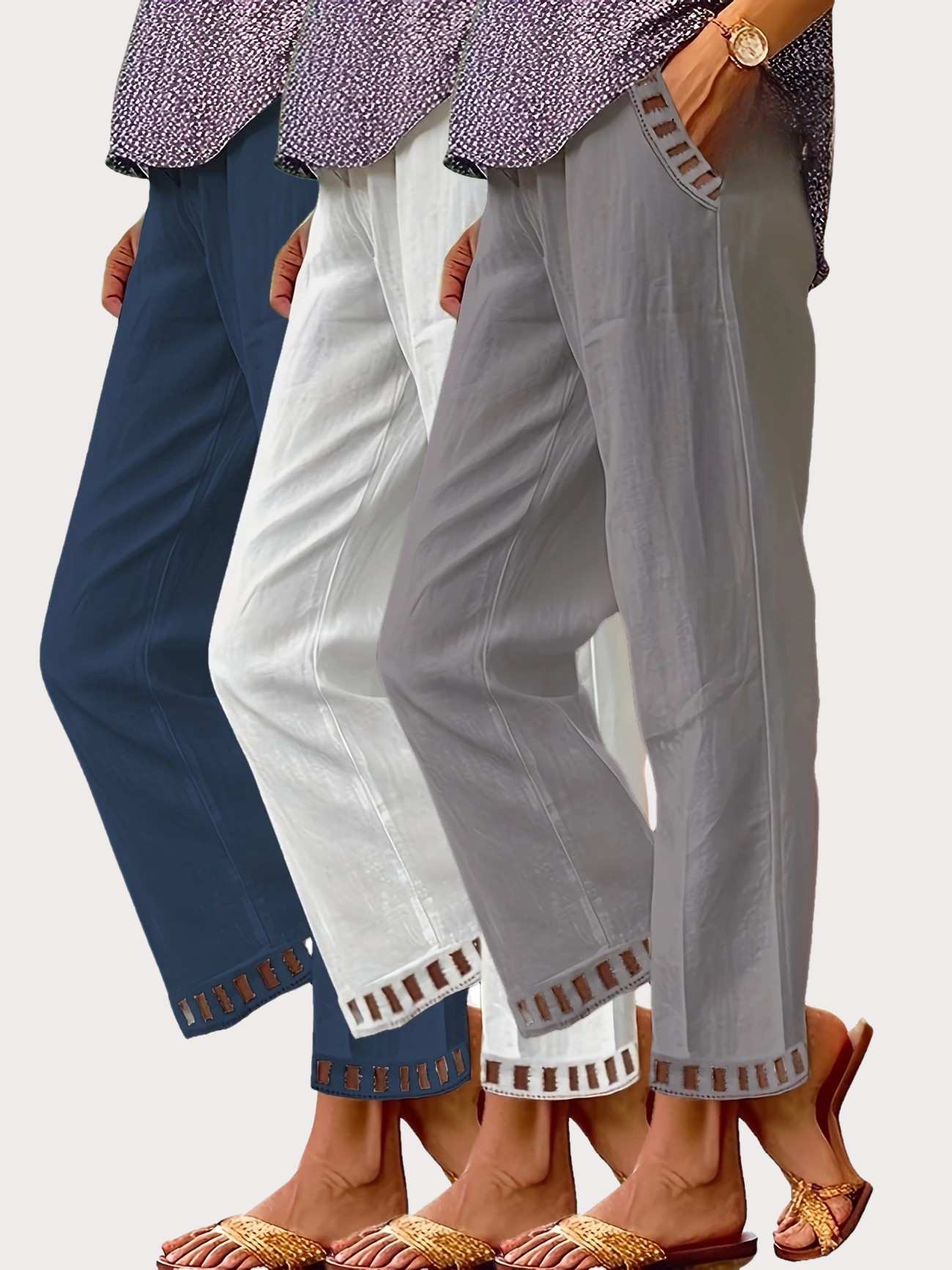 Tracey Contrast Trim Cropped Trousers