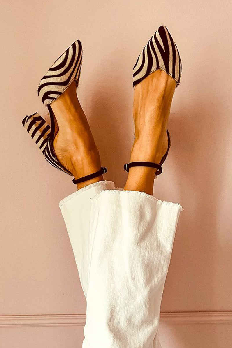 Zebrina™ | Medium Heeled Sandals with Zebra Pattern