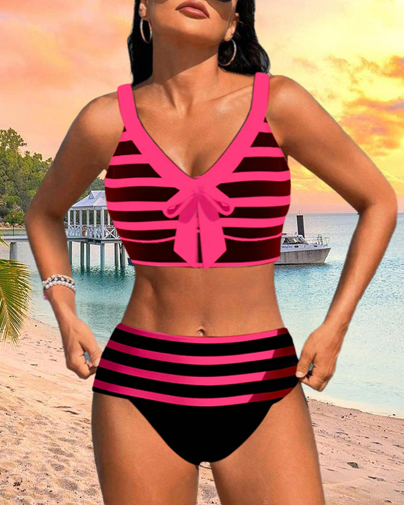 Elena™ | High-Waisted Striped Swimsuit