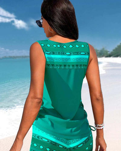 Alice™ | Tankini with Geometric Design and V-Neck