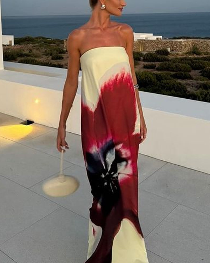 Fashion Print Design Backless Dress