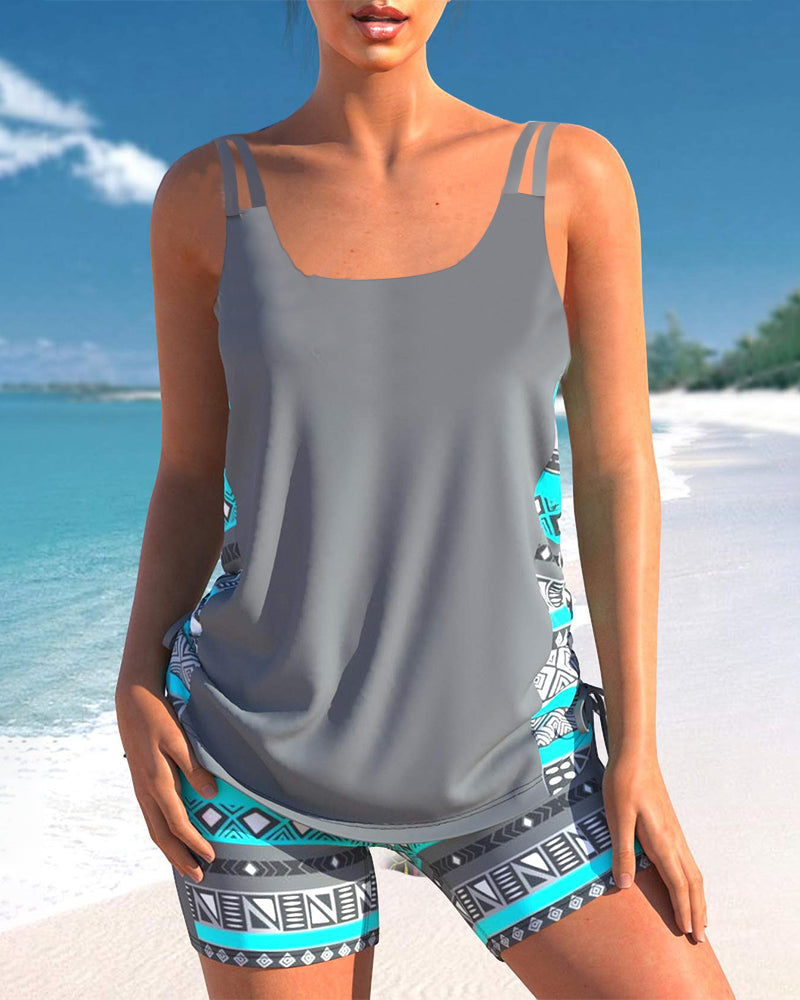 Alice™ | Tankini with Geometric Design and V-Neck