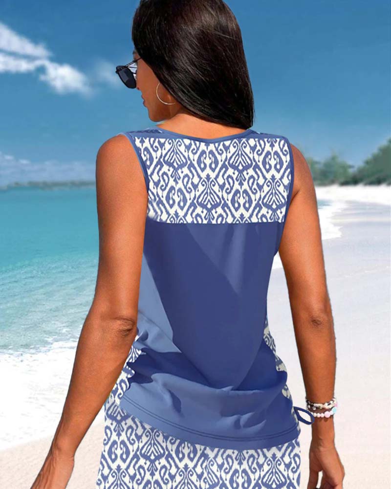 Alice™ | Tankini with Geometric Design and V-Neck