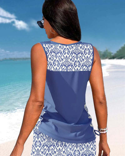 Alice™ | Tankini with Geometric Design and V-Neck