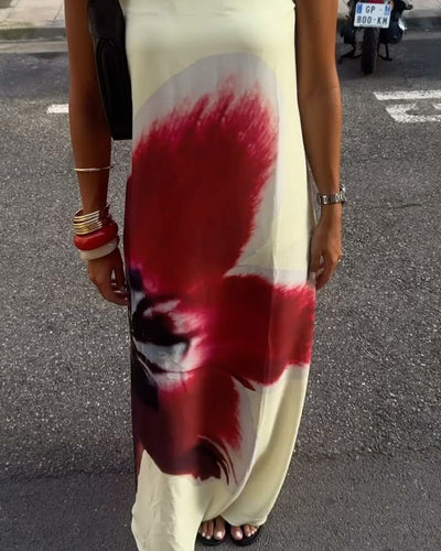 Fashion Print Design Backless Dress