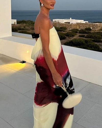Fashion Print Design Backless Dress