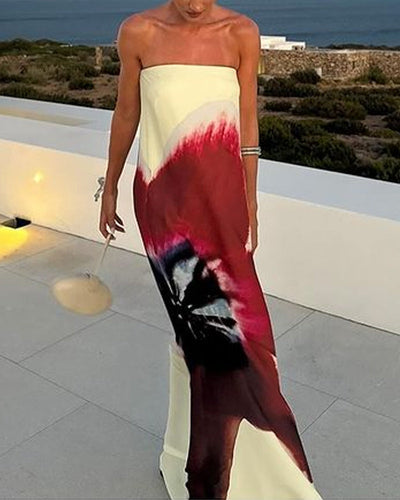 Fashion Print Design Backless Dress