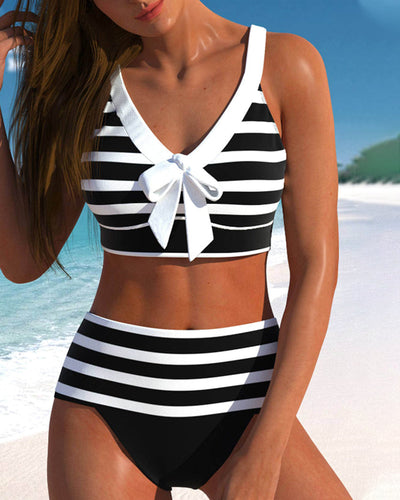 Elena™ | High-Waisted Striped Swimsuit