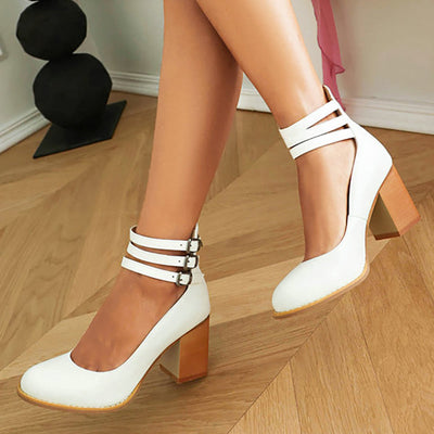 Casilda | Smooth sandals with ankle strap and thick sole