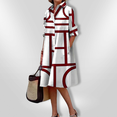 Leviana™ | Midi Dress with Geometric Pattern