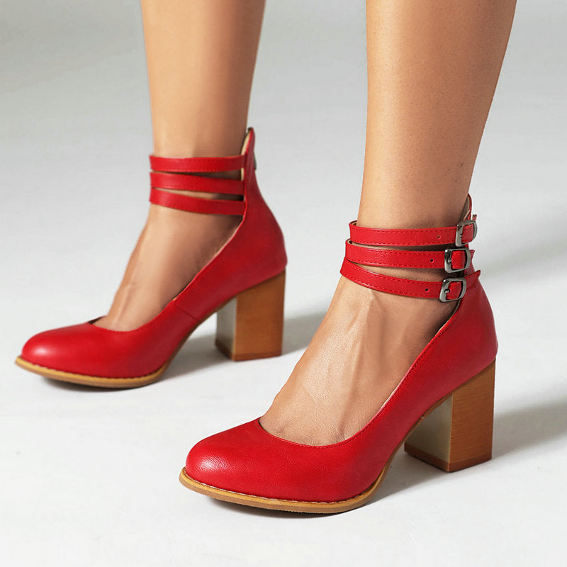 Casilda | Smooth sandals with ankle strap and thick sole