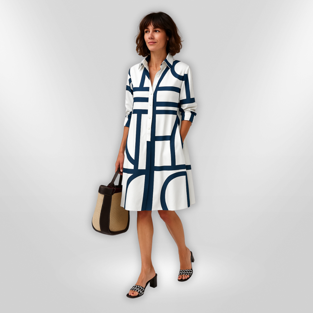 Leviana™ | Midi Dress with Geometric Pattern
