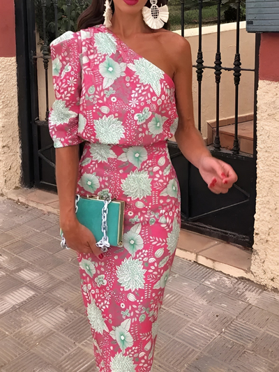 Milena™ | One-Shoulder Midi Dress – Sophisticated & Flattering for Every Silhouette