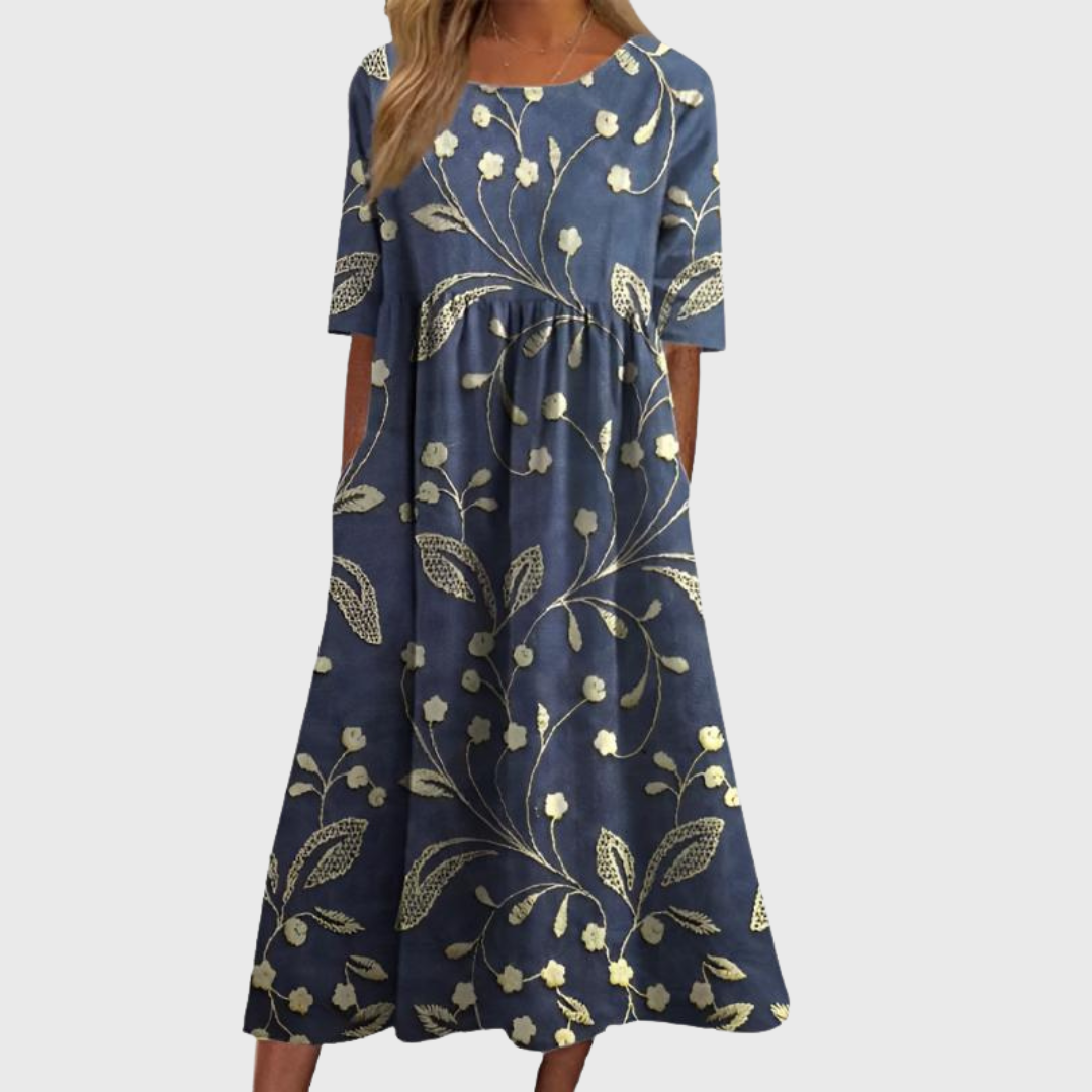 Leviana™ | Elegant Floral Midi Dress