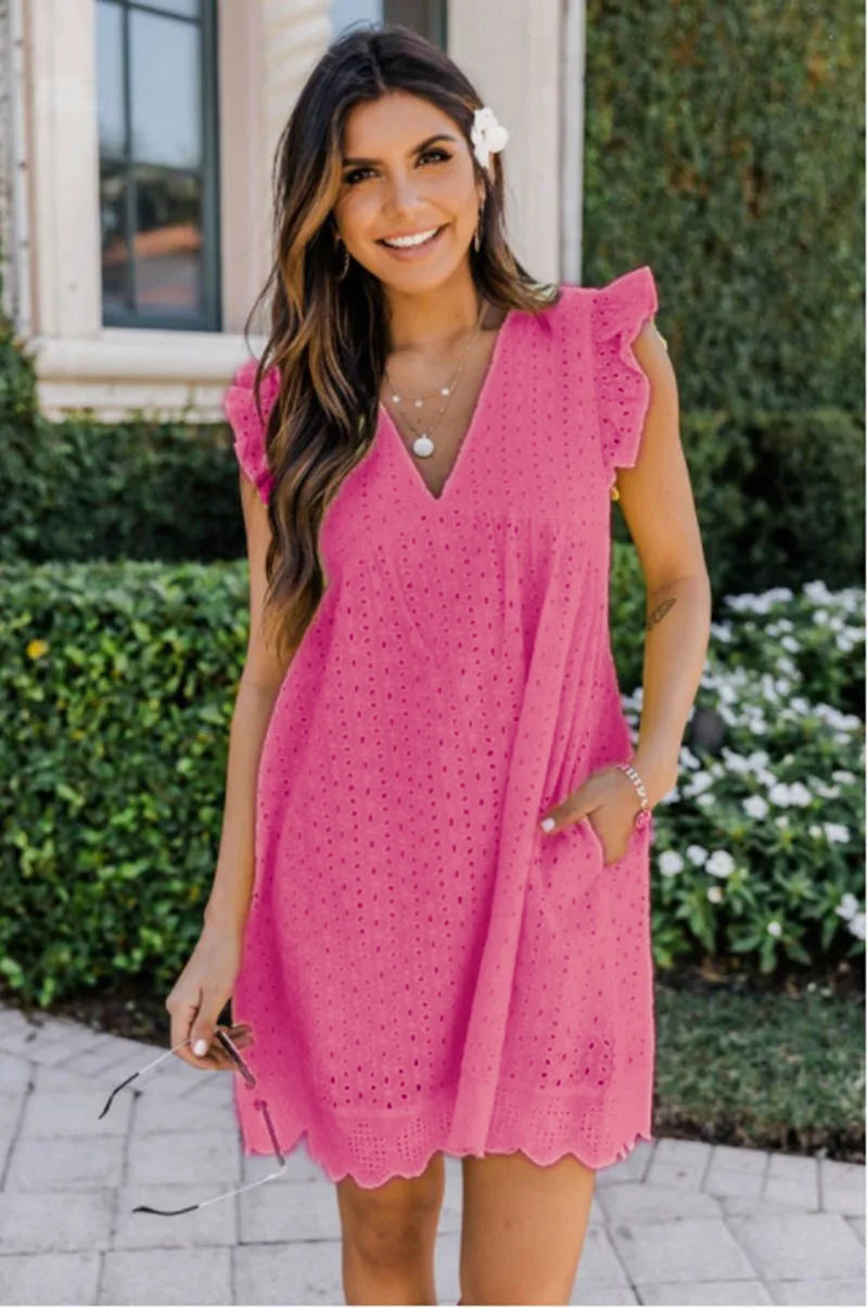 HEDY ELEGANT V-NECK PARTY DRESS