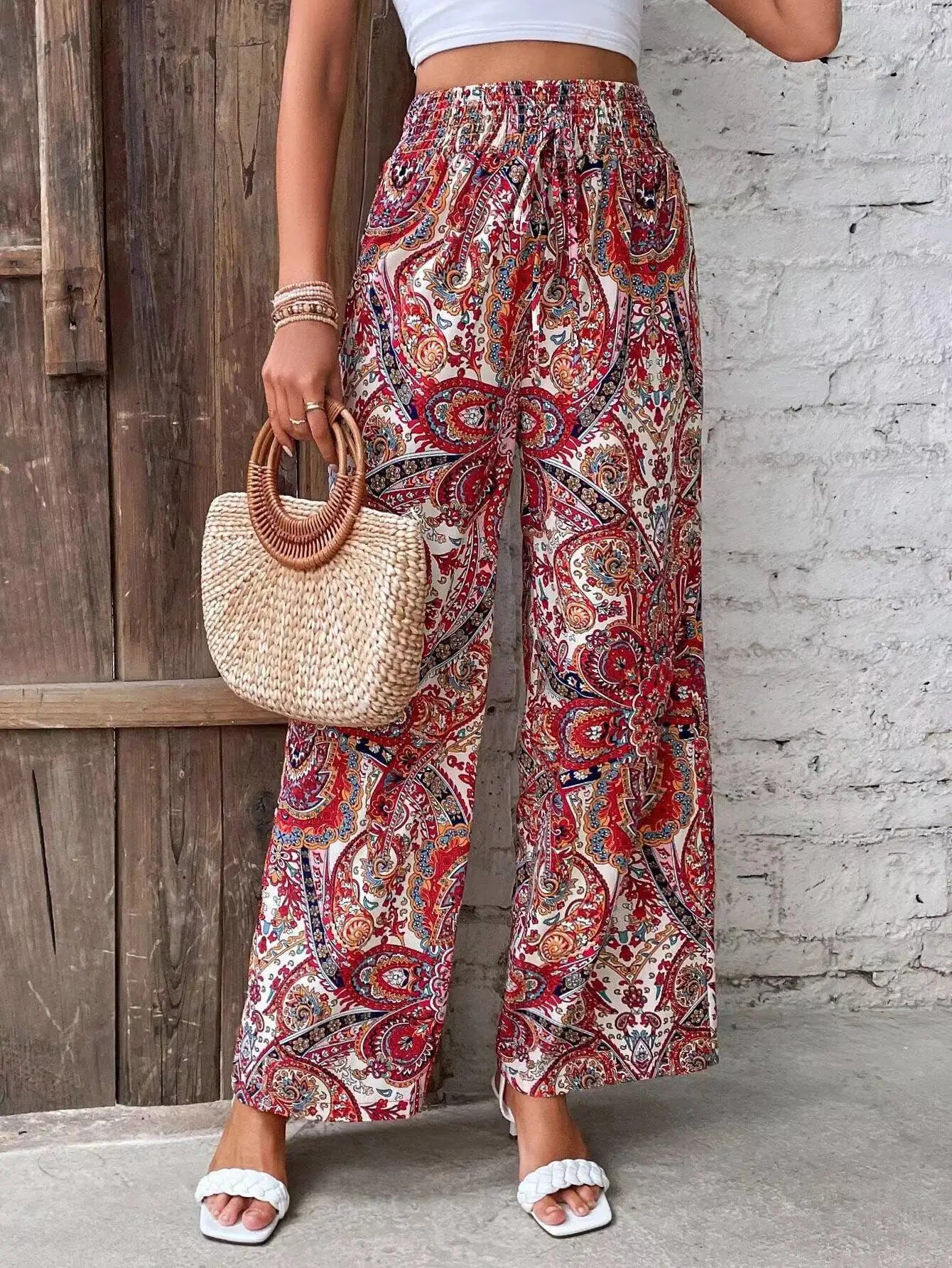 Olivia™ - Vintage Printed Wide Leg Pants