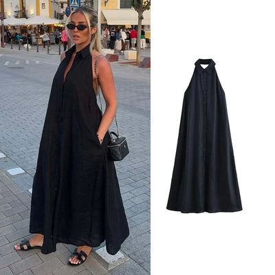 Macy | Halter Neck Holiday Maxi Dress — Effortless Street Chic