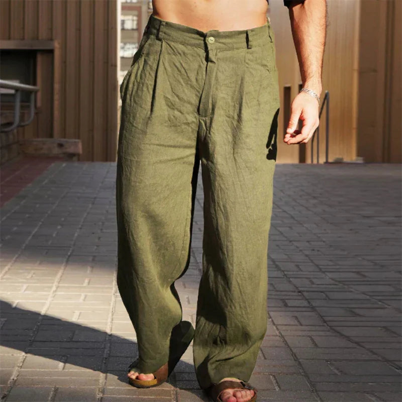 DARIO WIDE-LEG LINEN TROUSERS