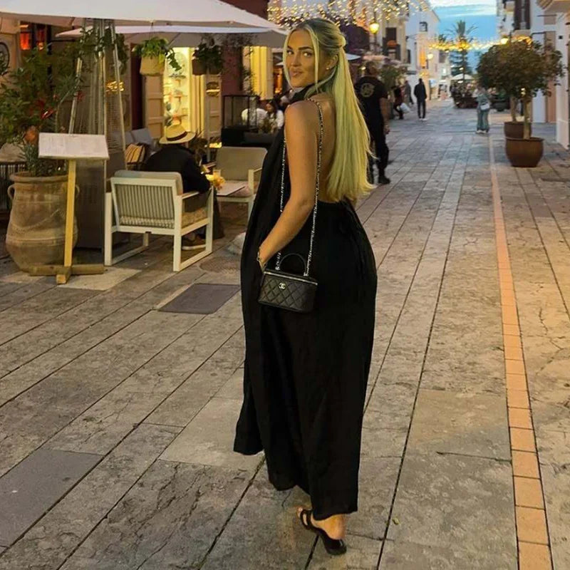 Macy | Halter Neck Holiday Maxi Dress — Effortless Street Chic