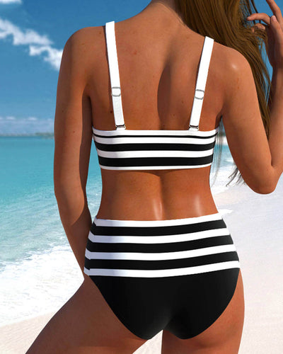 Elena™ | High-Waisted Striped Swimsuit