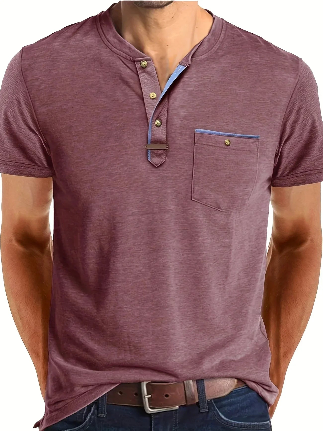 Saxon Elegant Round Neck T-Shirt With Pocket