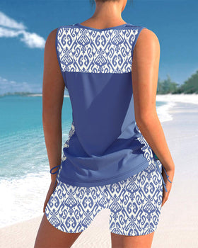 Alice™ | Tankini with Geometric Design and V-Neck