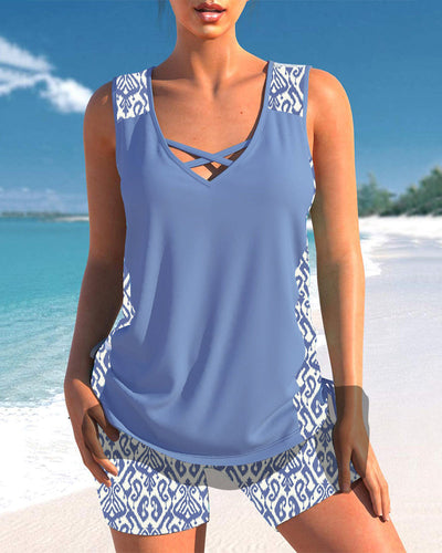 Alice™ | Tankini with Geometric Design and V-Neck