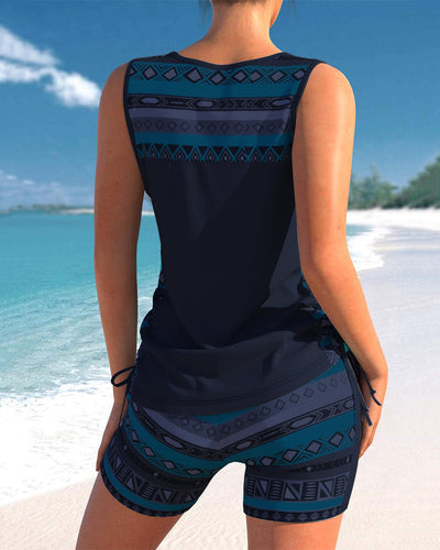 Alice™ | Tankini with Geometric Design and V-Neck