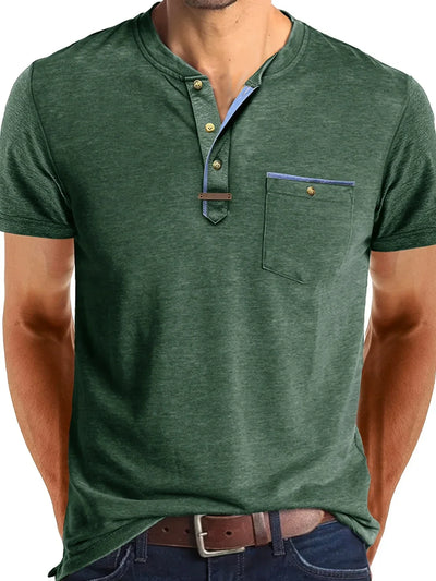 Saxon Elegant Round Neck T-Shirt With Pocket