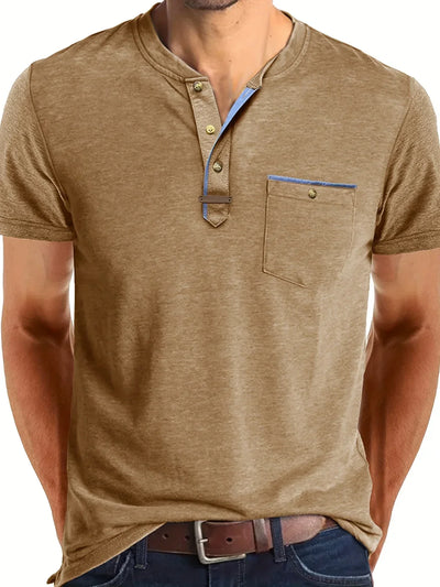 Saxon Elegant Round Neck T-Shirt With Pocket