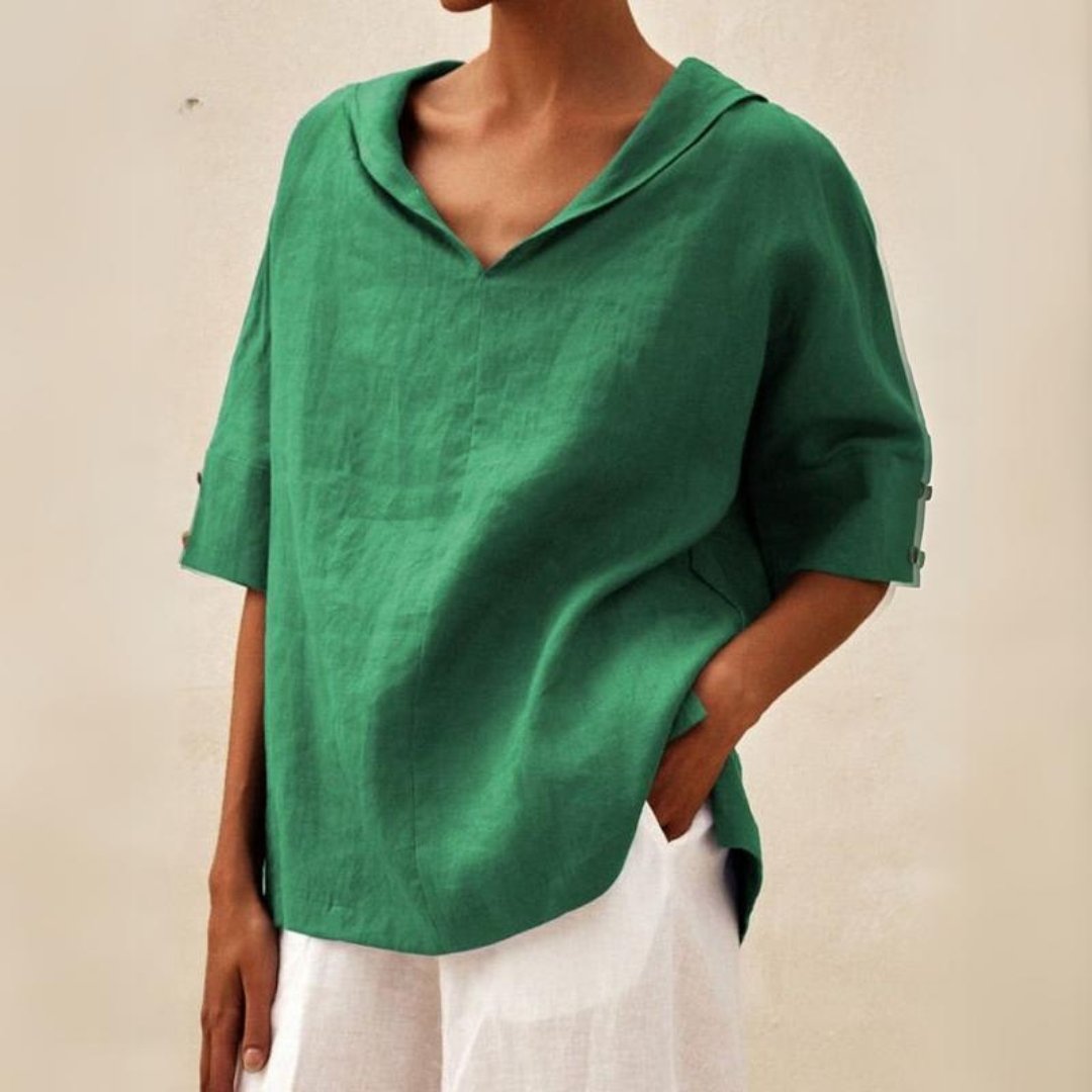 Clare Everyday Luxe Linen V-Neck Blouse